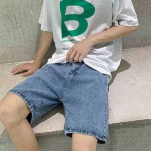 남성 와이드 피트 하프 데님 팬츠 1P 청반바지 캐주얼 스타일