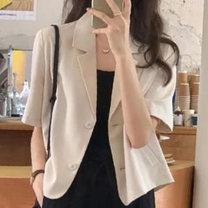 여성 반크롭 유니크 투버튼 여름 자켓 1P 데일리 마이 정장