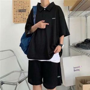 남성 트레이닝 반팔 세트 루즈핏 카라티 반바지 셋업 여름 투피스