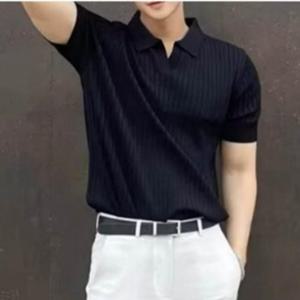 남성 여름 데일리 노단추 브이넥 카라 반팔 티셔츠 헨리넥 쿨티셔츠