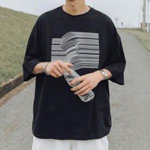 남성 오버핏 하프 반팔티 여름 캐주얼 5부 티셔츠 루즈핏 박스티