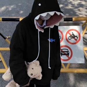 티셔츠 공용 상어 후드 귀여운 남녀 캐릭터
