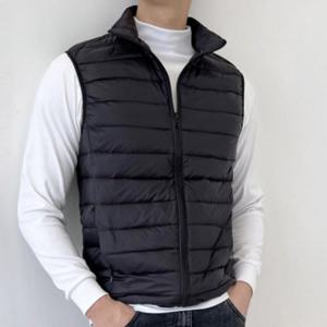 다운 겨울 남성 골프 경량 오리털 하이넥 패딩 이너 남자 누빔 사무실 조끼 베스트