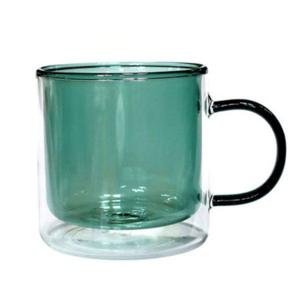 그린 이중 케어 내열유리머그 350ml 더블월 글라스 물컵 커피잔 다용도
