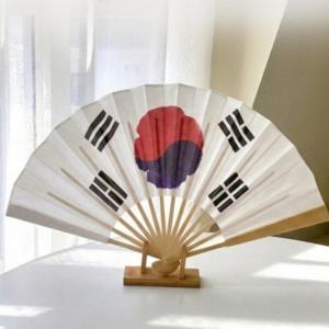 넉넉한 태극기 세련된 여름 전통 민속 종이 대나무 실크 부채