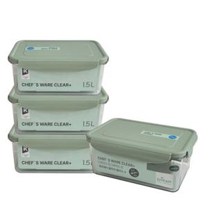국내산 뉴 셰프웨어 클리어 플러스 트라이탄 밀폐용기 -R 직사각 1500ml x 4개