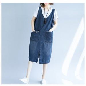 LF81700 2사이즈 빈티지 워싱 올풀림 뷔스띠에 청 데님 멜빵 원피스 점프슈트