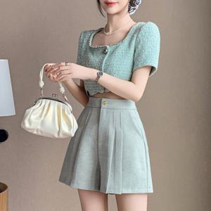 G126907 치마반바지 주름정장바지 반바지슬렉스 숏팬츠