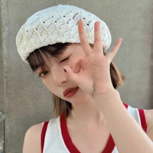 여성 여름 바캉스 니트 망사 펀칭 짜임 베레모 모자