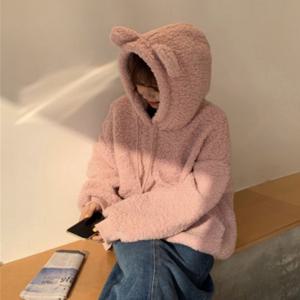티 집업 4컬러 이후 곰돌 귀여운 뽀글 티셔츠 커플 드 후드 따뜻하고