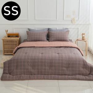 해피니 베이직체크 마이크로모달 차렵 이불 베개커버세트 슈퍼싱글 SS (브라운)
