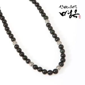 천연 원석목걸이 흑녹옥 은볼 건강목걸이 12mm