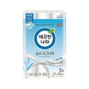 3겹화장지 순수 시그니처 3겹휴지 27m화장지 30롤화장지 30롤