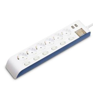 현대일렉트릭 멀티탭 선이 굵어 안전한 하이탭 멀티코드 콘센트 USB 2구 개별 전원 스위치 6구 1.5M (16A)