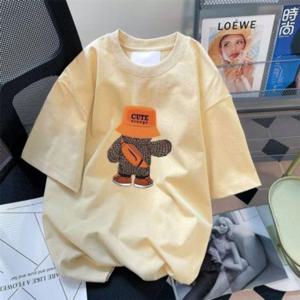 와이드핏 박시 캐릭터 반소매 데일리룩 하프기장슬리브 여성면티 크루넥티 하프티 숏슬리브 여름철