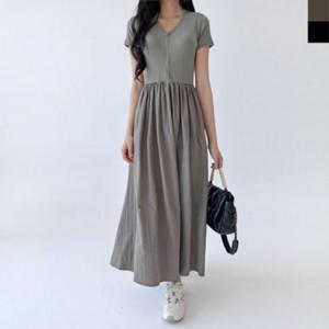 GSS 데일리룩 ND63 V라인 플레어실루엣드레스 일상템 숏티 롱기장 원피스룩