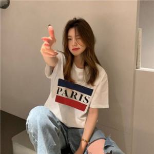데일리 100 코튼 오버사이즈 Paris 걸스반소매티