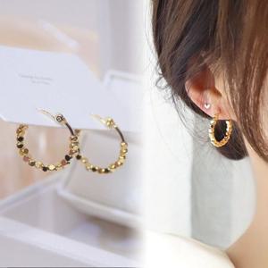 14k gold filled 큐브링 원터치 귀걸이 도트볼 체인링