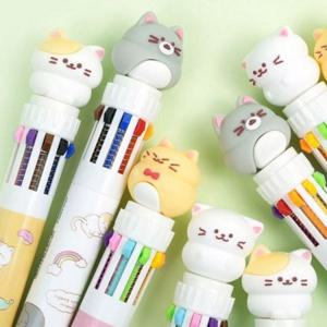 학용품 다색 귀여운 피규어 아동 10색 고양이 볼펜