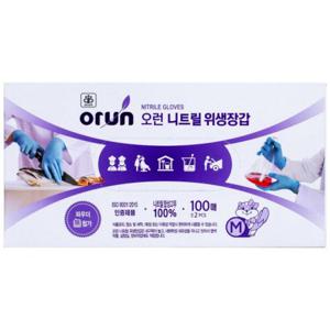 오런 니트릴 위생장갑-중형 100매