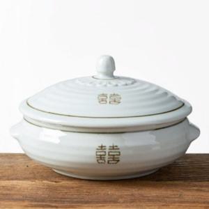 이천도자기 희고백자 뚜껑 찜기 대 21cm 면기 그릇 식기 플레이팅