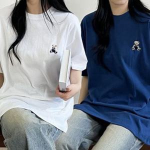 루즈핏 여성 오버핏 티셔츠 테디베어 여성 반팔 티셔츠 데일리 여름