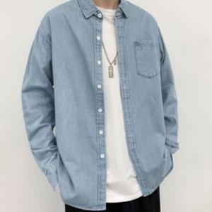 빅사이즈 남녀공용 청남방 루즈핏 남녀공용 데님 셔츠 캐주얼 오버핏