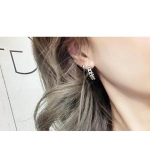 실버925 국내제작 원터치 꽈배기 체인 은귀걸이 유니크 실버 이어링 (SILVER)