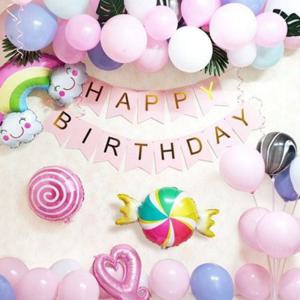 생일 파티 풍선 파티 장식 무지개 벽장식 풍선띠 이벤트 생일축하 가랜드 데코 소품 리본 컬링