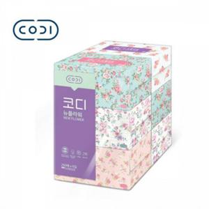 코디 뉴플라워 미용 티슈 2겹 각티슈 갑티슈 250매x6입