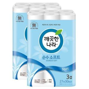깨끗한나라 순수 소프트 27m 30롤x2팩 화장지