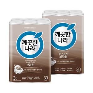 깨끗한나라 순수시그니처 화장지 브라운 30m 30롤 2팩