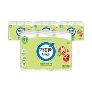 깨끗한나라 데일리 그린패키지 키친타월 130매 6롤 4개