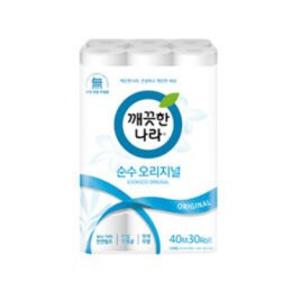 깨끗한나라 천연펄프 2겹 순수 오리지널 40m 30롤 1개