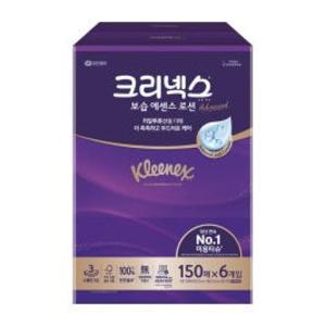 크리넥스 보습에센스 로션 천연펄프 미용티슈 3겹 150매 6입 1개