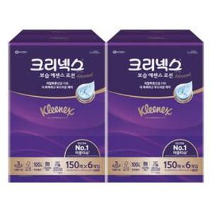 크리넥스 보습에센스 로션 천연펄프 미용티슈 3겹 150매 6입 2개