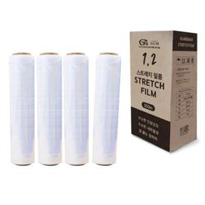 GUARDMAN 스트레치필름 4롤 두께 12mic 폭 500mm 길이 350m 팔레트 포장용 스트레치 방지