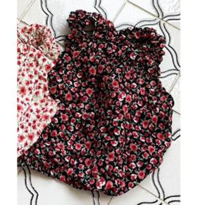 버블꽃 강아지 항아리 여름 나시티 블랙 2XL 주름 1P