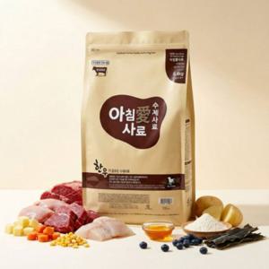아침애 수제사료 [한우] 6.4kg 더독치킨스테이크치즈100g 증정