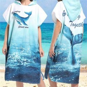 후드 입는 비치 타월 망토 여성 비치 타월 물놀이 스포츠