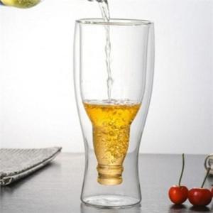 거꾸로 이중 유리 컵 400ml 유니크 내열 유리 컵 홈카페