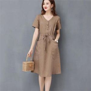 데일리 여성 린넨 원피스 비치 여름 원피스 썸머 브이넥