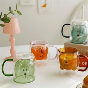 내열 유리 컵 손잡이 이중 유리 컵 홈카페 커피 맥주
