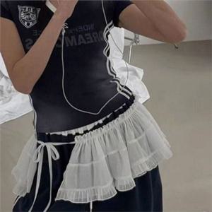 리본 레이스 랩 스커트 4종 짧은 레이어드 랩 스커트 프릴