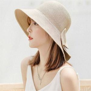 리본 여성 여름 모자 2컬러 버킷 여성 밀짚 모자 비치