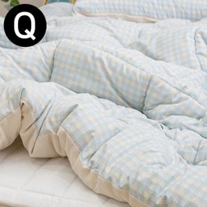 해피니 쿠키체크 소프트마이크로 차렵이불 퀸 Q (블루)