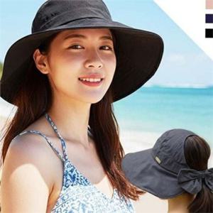 와이드챙 여성 바이저 모자 돌돌이 리본 바이저 모자 자외선 여름