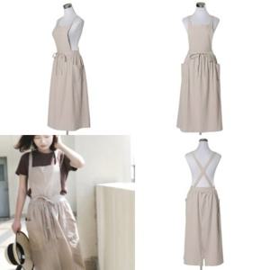린넨 원피스 롱앞치마 베이지 플로리스트 신혼
