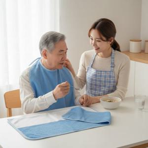 성인용 노인 간병 앞치마 방수 턱받이 패드형