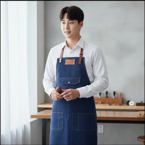 데님 앞치마 방수 작업용 공방 카페 유니폼 미술용 작업복